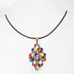 Pendant 65cm - Xochitl Rhombus S-Chocolate Leather - Pendant 65cm - Laiton bronze
